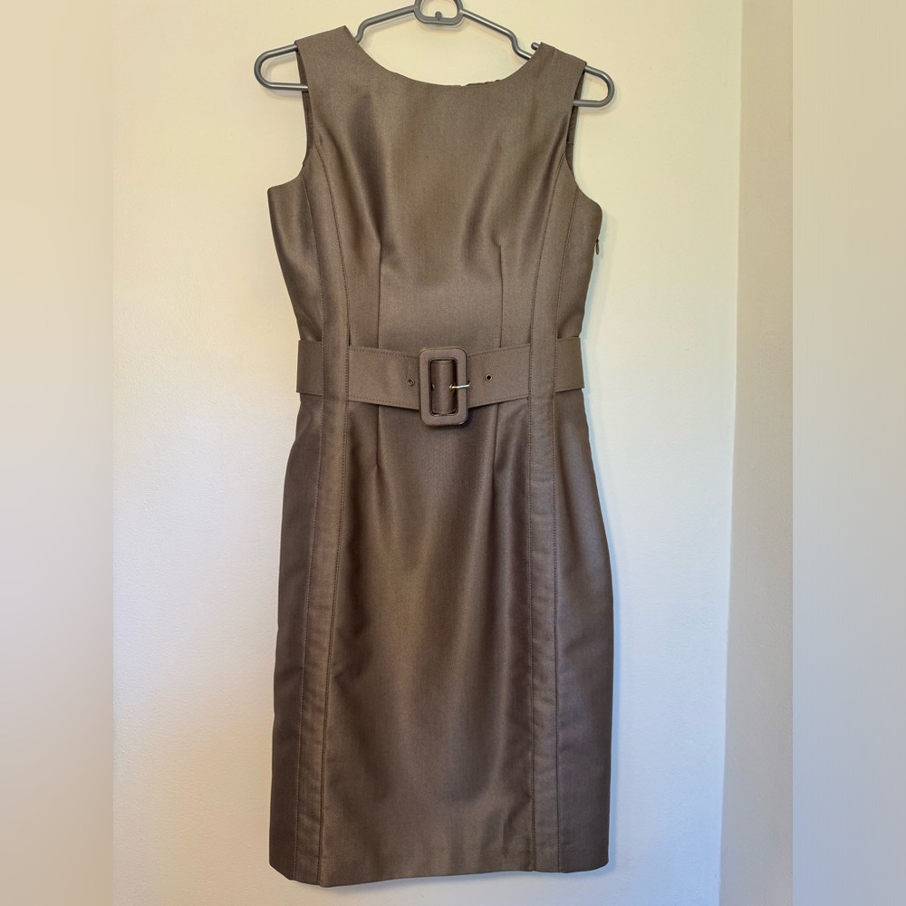 Brown metallic sheath dress